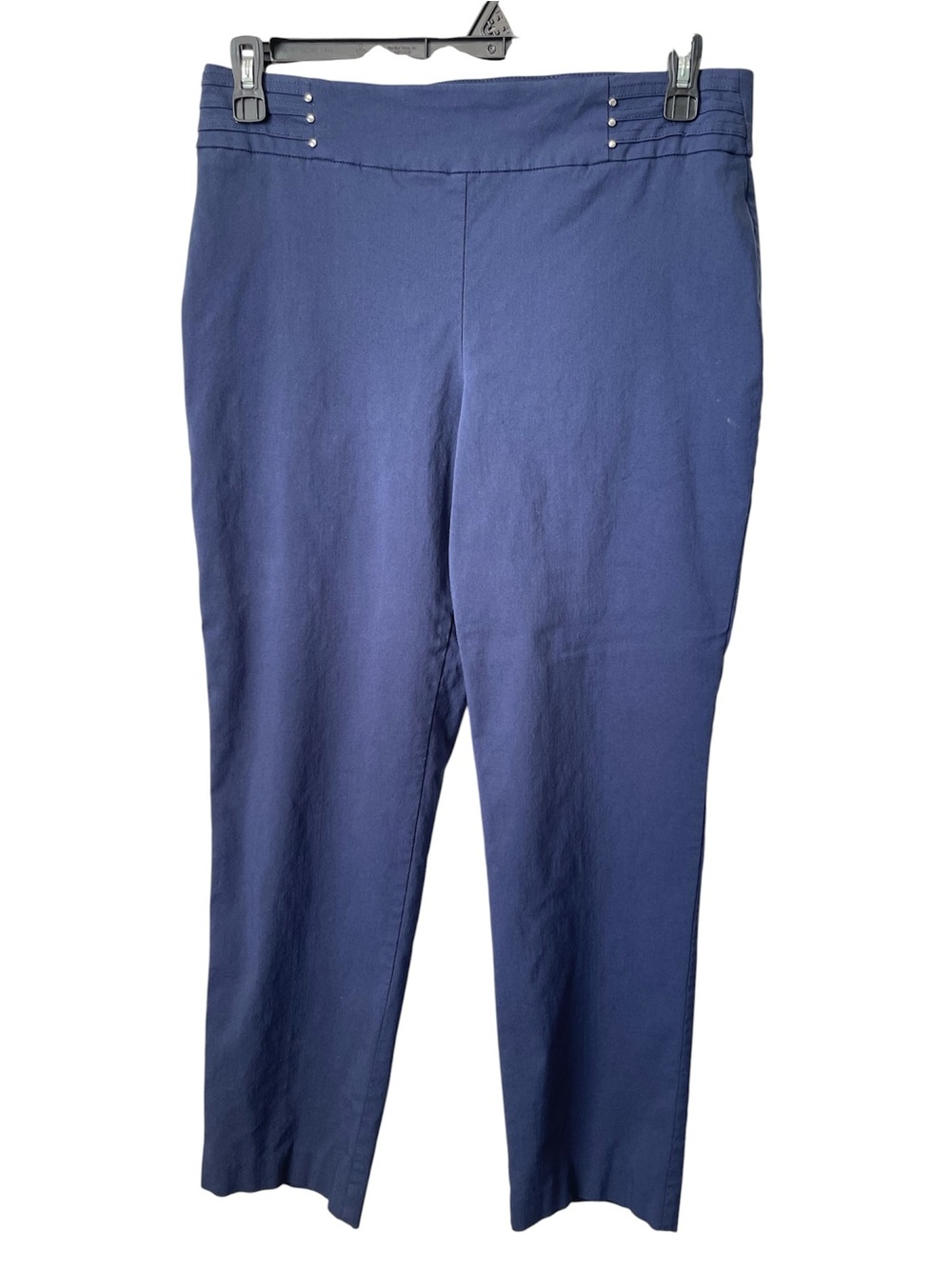 JM Collection Women’s Sz L Short Studded Rivet Straight Leg Pants Intrepid Blue